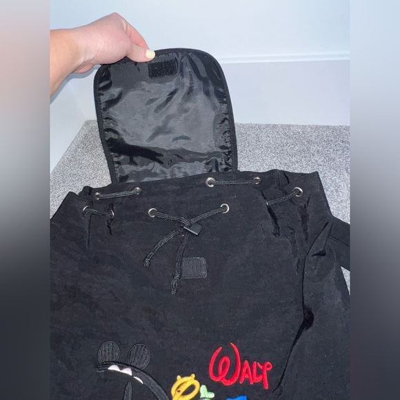 Vintage Walt Disney World Characters Backpack Drawstring Tote Bag Black - Picture 7 of 10